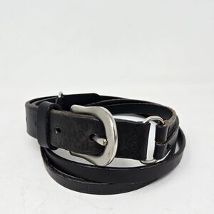 BANANA REPUBLIC Black All Leather Belt Women's Medium 33-36" Boho Double Strand